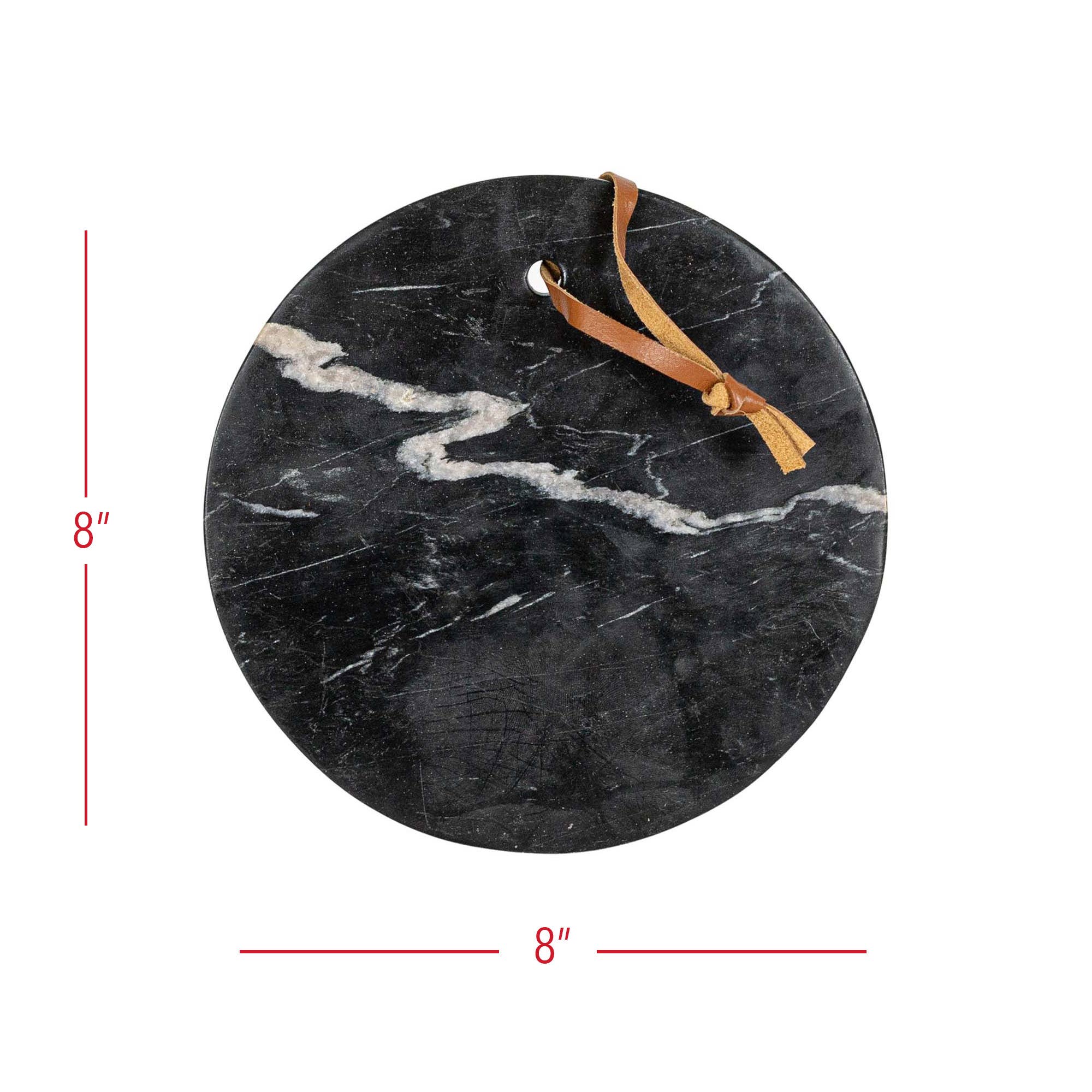 Foreside Home & Garden - Louisa Marble Round Board Black