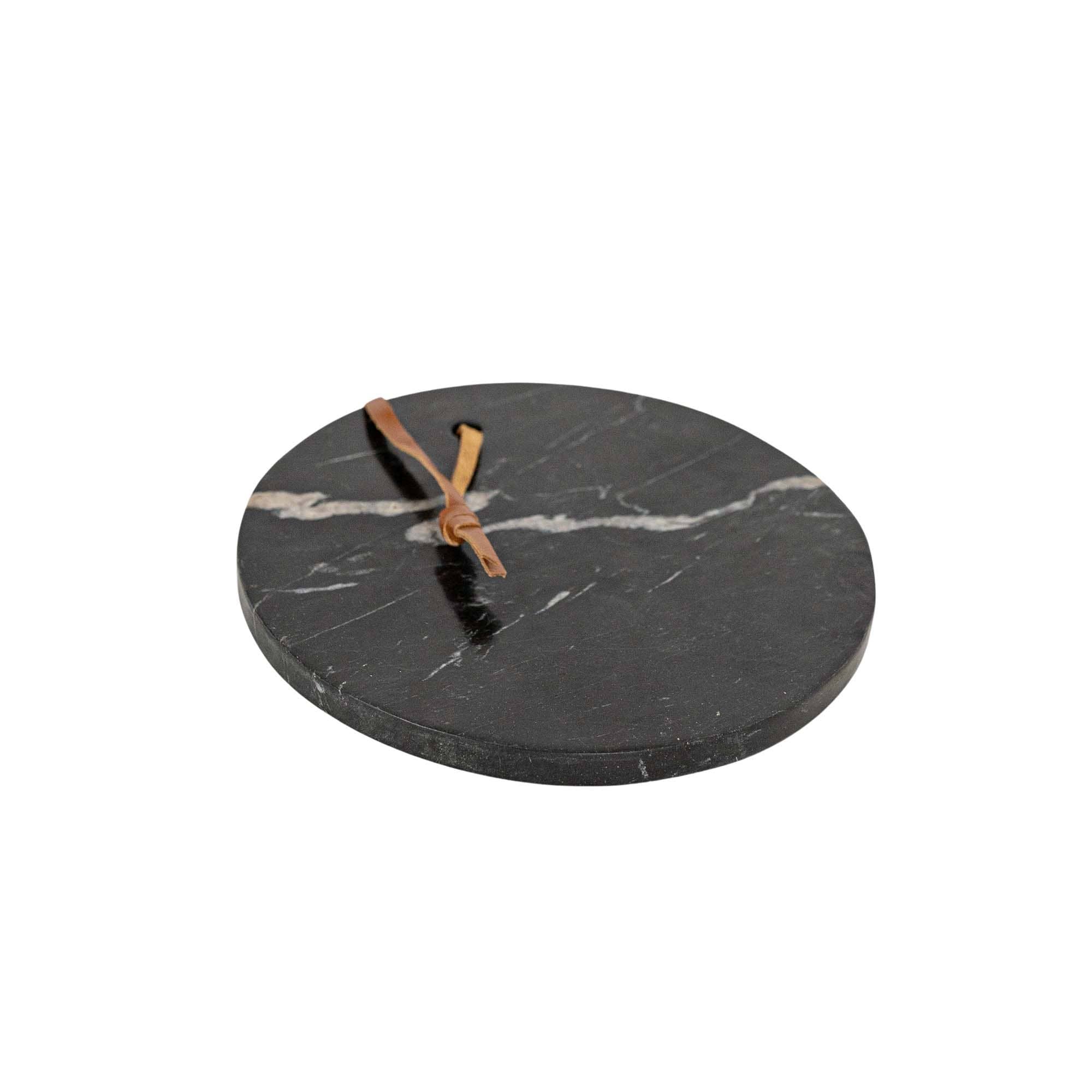 Foreside Home & Garden - Louisa Marble Round Board Black