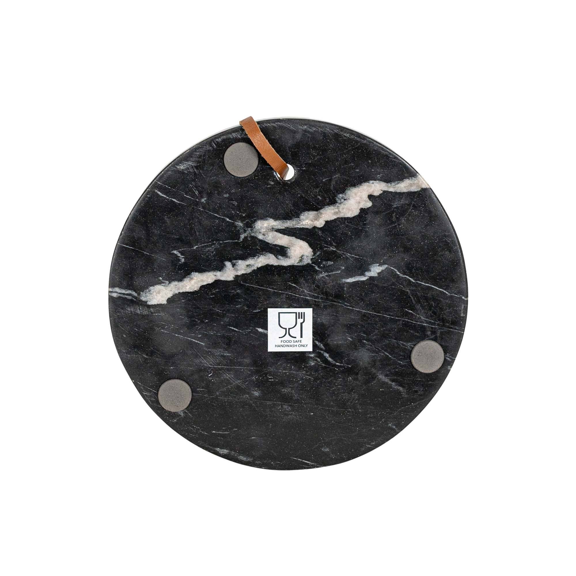 Foreside Home & Garden - Louisa Marble Round Board Black