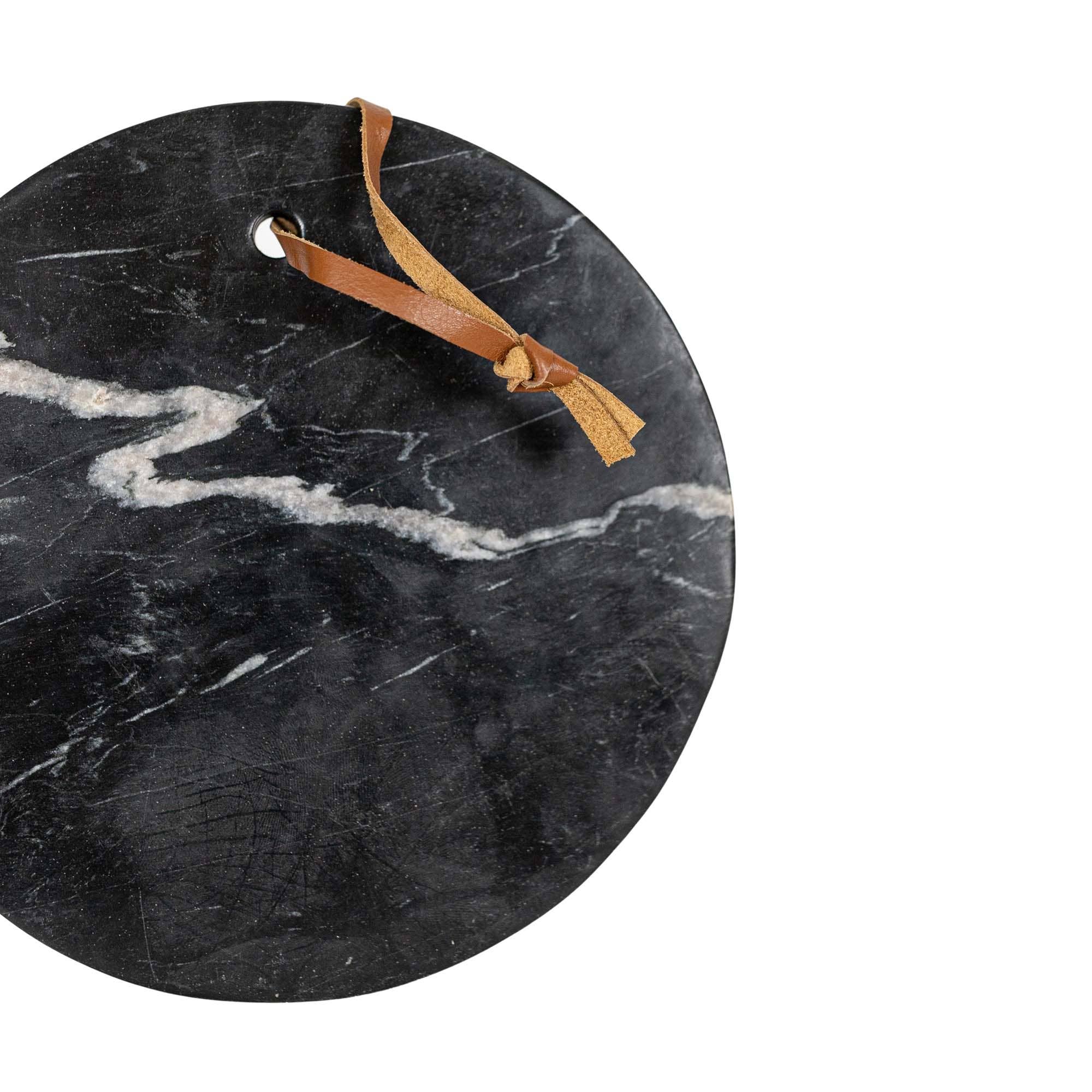 Foreside Home & Garden - Louisa Marble Round Board Black