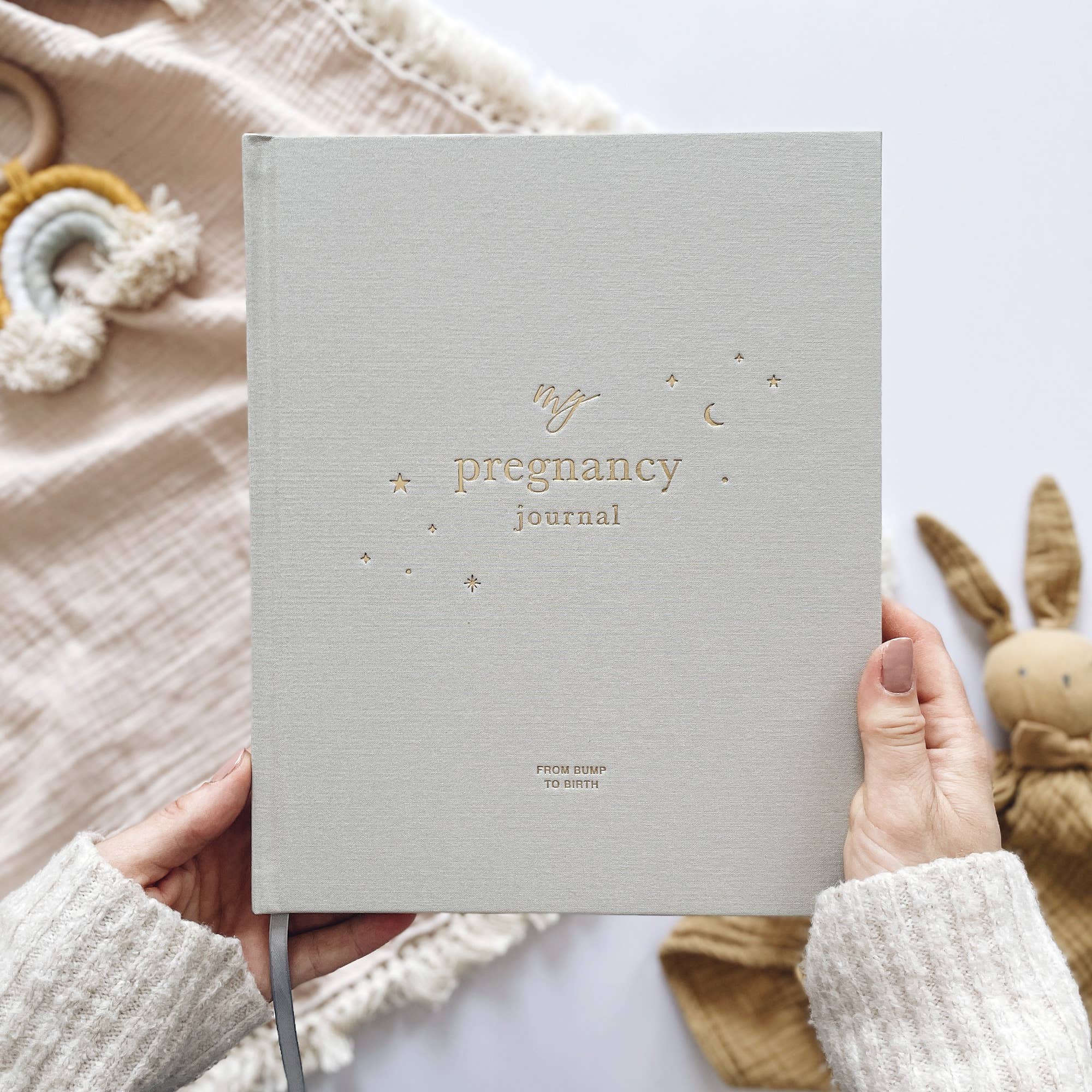 Blush And Gold - Pregnancy Journal (Grey) expectant mum + parents to be gift
