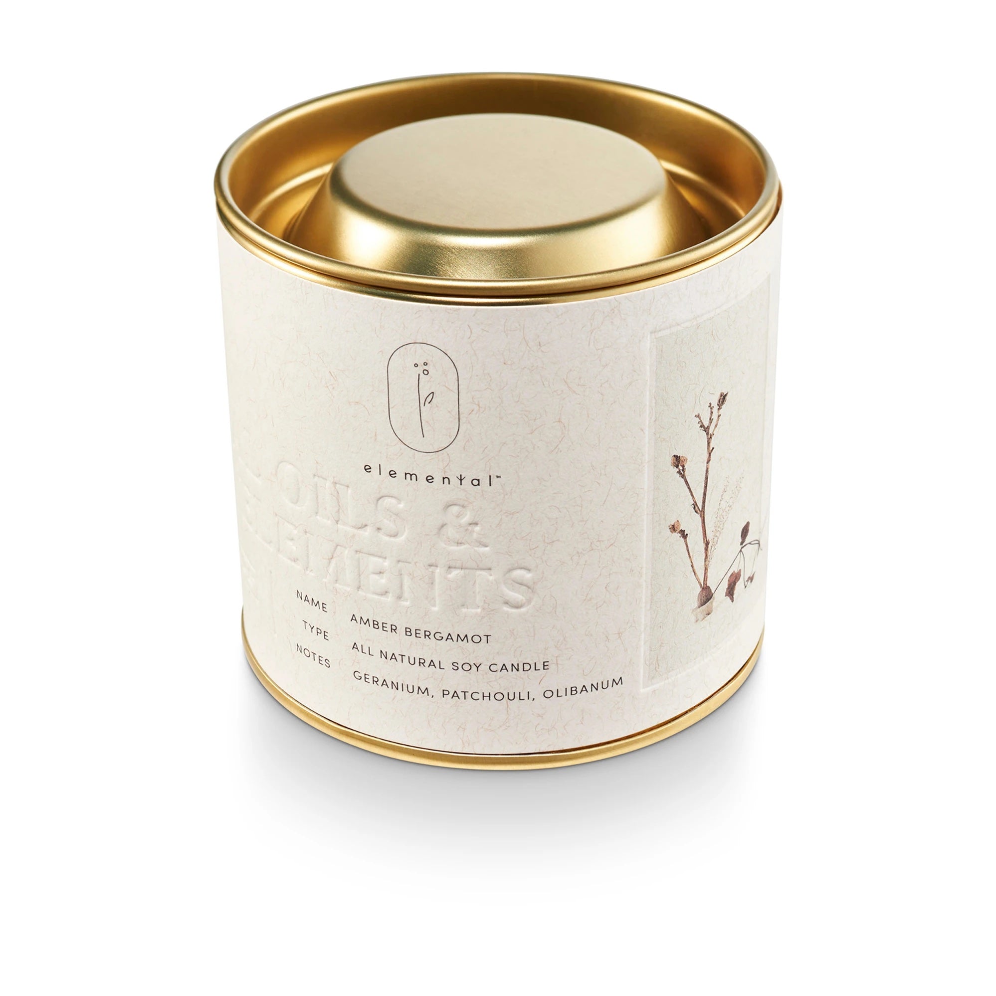 AMBER BERGAMOT TIN CANDLE