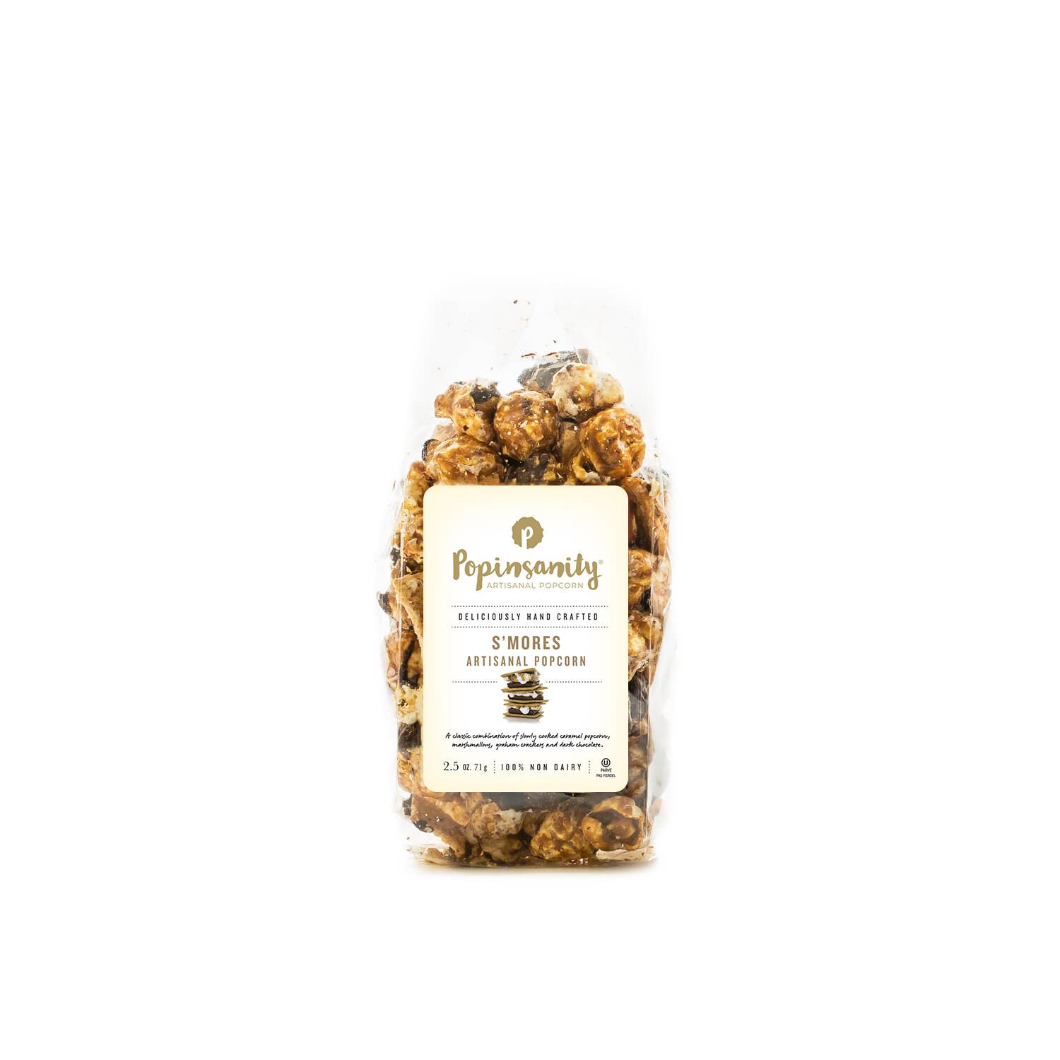 Popinsanity Gourmet Popcorn - S’mores Artisan Popcorn Snack - Small Bag | Kosher Non Dairy