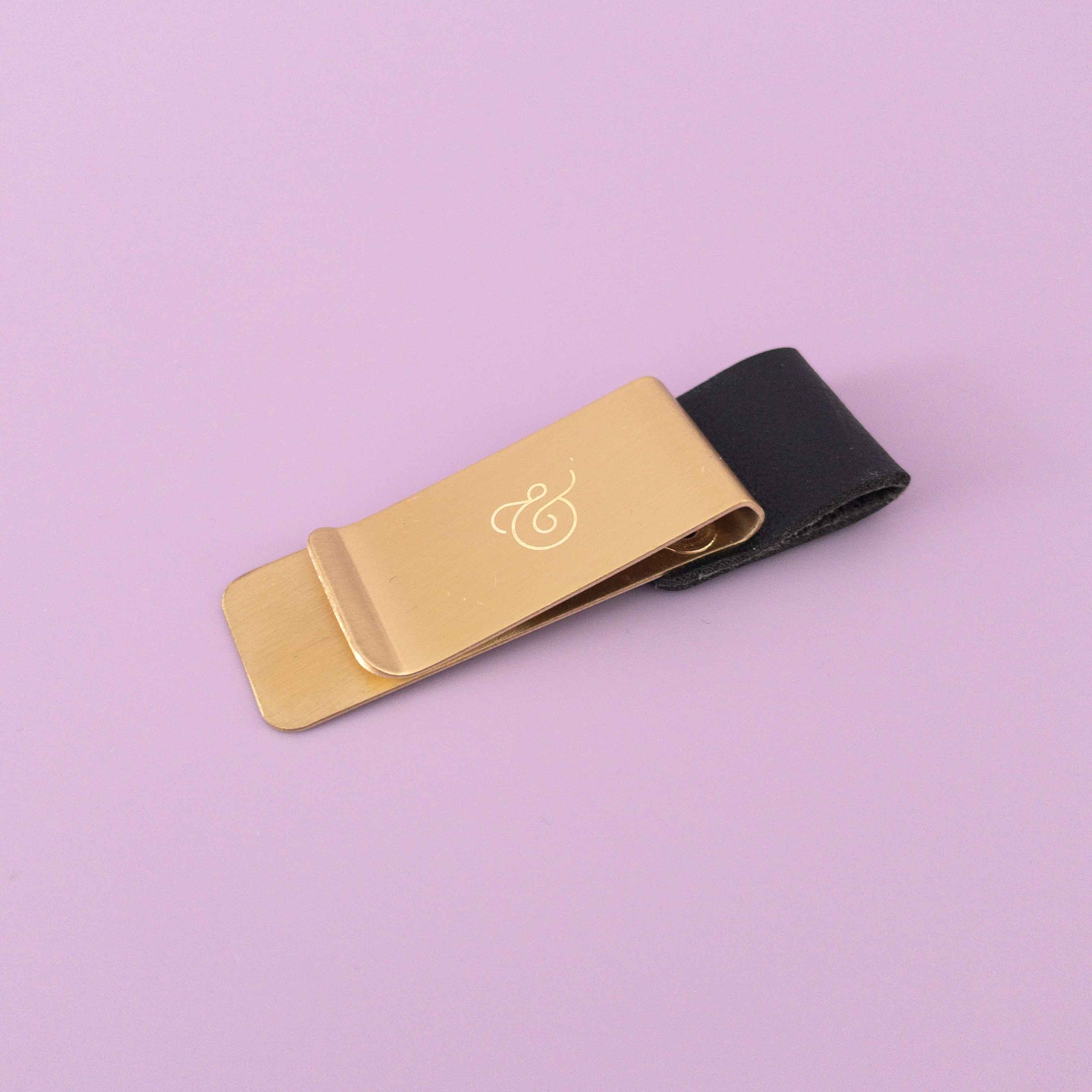 Blush And Gold - Pen Loop Holder - Black (Vegan Leather)