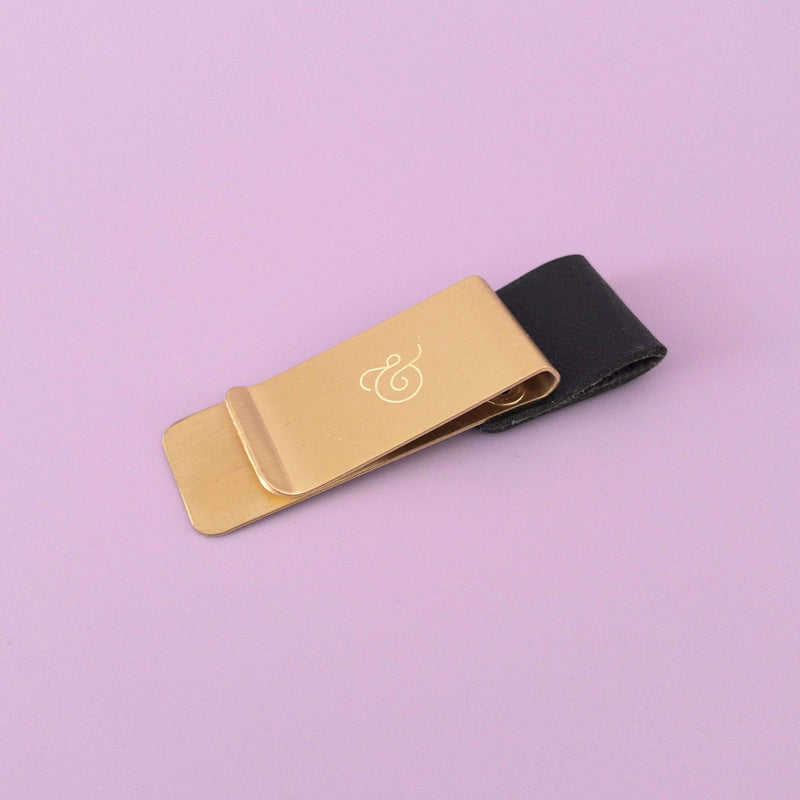Blush And Gold - Pen Loop Holder - Black (Vegan Leather)