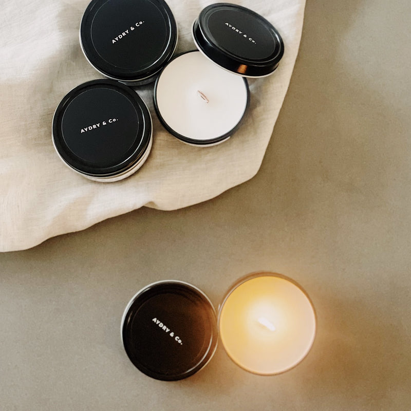 WOODEN WICK TIN CANDLE
