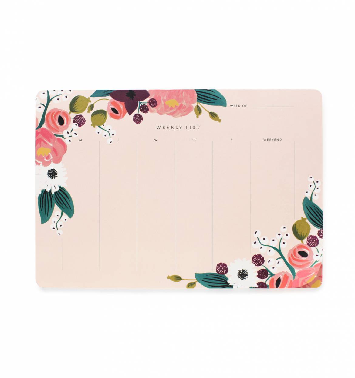 Pink Floral Weekly Desk Pad