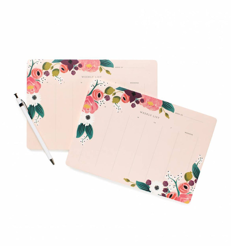 Pink Floral Weekly Desk Pad