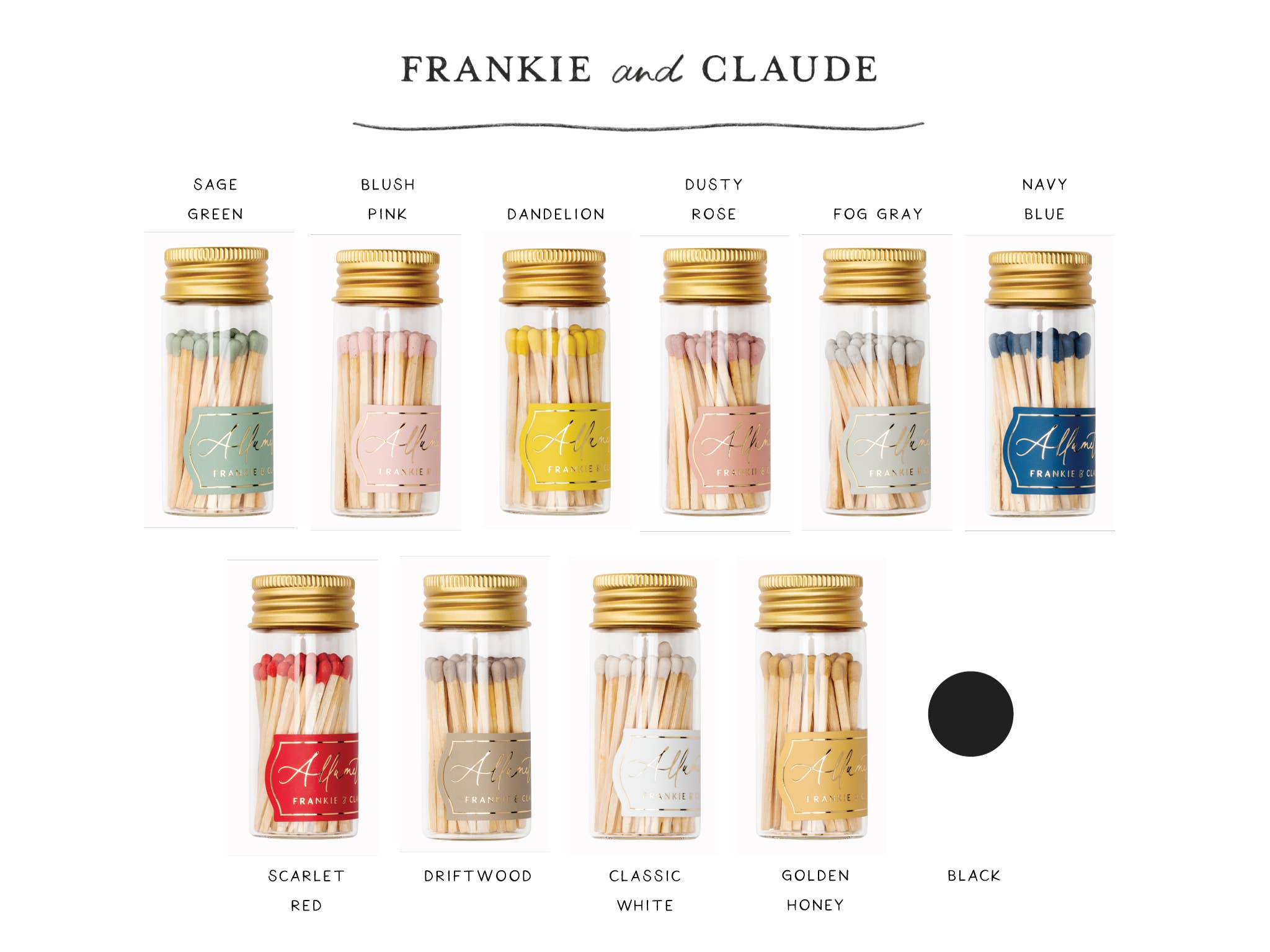 Frankie & Claude - Glass Allumette Match Jar: Navy Blue Matches